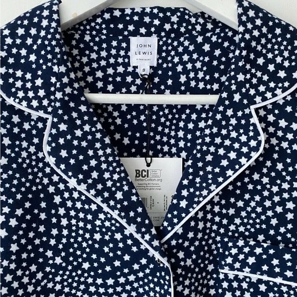John Lewis Swirly Star Pyjama Shirt Top Size 8 - Picture 4 of 5